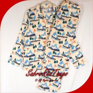 NWT Hanna Andersson Warner Bros Flannel Pajama Set Polar Express Print 150 12